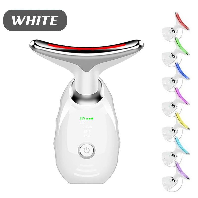 LED Photo Therapy Neck Massager EMS Hot Facial Skin Tightening Beauty Instrument Micro Current  Rejuvenation Instrument