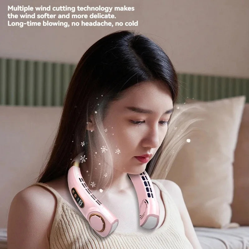 2024 New Outdoor Portable Neck Fan USB Handheld Silent Multi-function Bladeless Mini Electric Hanging Neck Fan