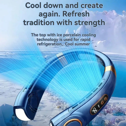 2024 New Outdoor Portable Neck Fan USB Handheld Silent Multi-function Bladeless Mini Electric Hanging Neck Fan