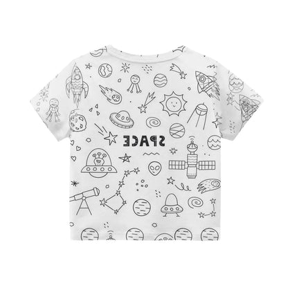 Children's Pajama Party DIY Graffiti Simple Drawing Home Clothes Colorable Two Piece Pajama Set Kids DIY Coloring Clothing