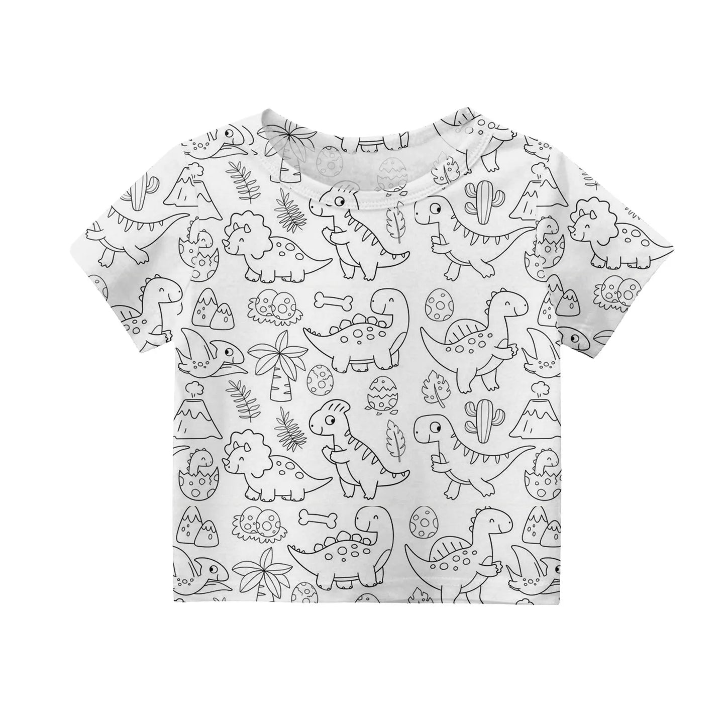 Children's Pajama Party DIY Graffiti Simple Drawing Home Clothes Colorable Two Piece Pajama Set Kids DIY Coloring Clothing