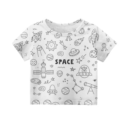 Children's Pajama Party DIY Graffiti Simple Drawing Home Clothes Colorable Two Piece Pajama Set Kids DIY Coloring Clothing