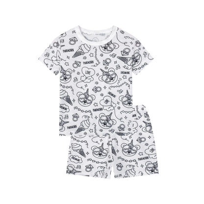 DIY Sketch Colorful Pajama Set For Kid Summer Freehand Graffiti Handicraft Homewear Baby Boy Girl Short Sleeved Shorts Sleepwear