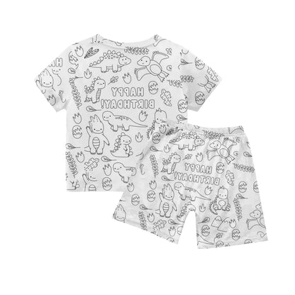 Children's Pajama Party DIY Graffiti Simple Drawing Home Clothes Colorable Two Piece Pajama Set Kids DIY Coloring Clothing