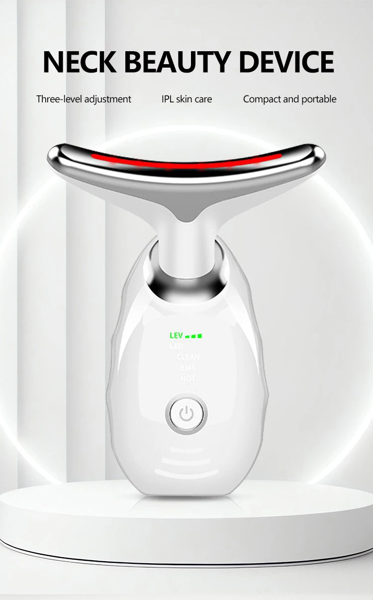 LED Photo Therapy Neck Massager EMS Hot Facial Skin Tightening Beauty Instrument Micro Current  Rejuvenation Instrument