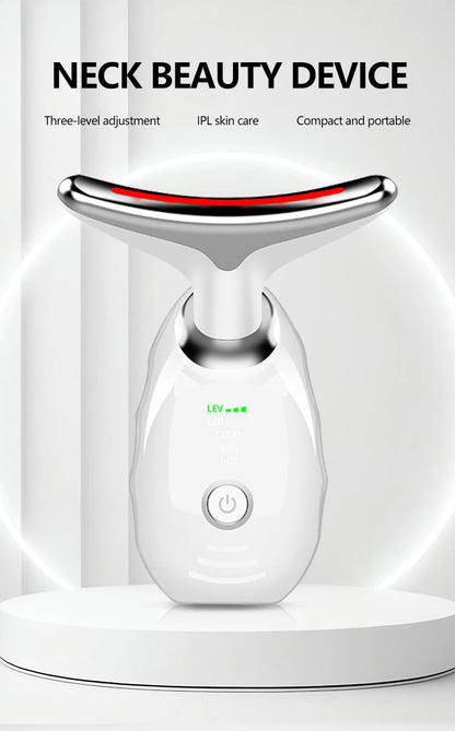 LED Photo Therapy Neck Massager EMS Hot Facial Skin Tightening Beauty Instrument Micro Current  Rejuvenation Instrument