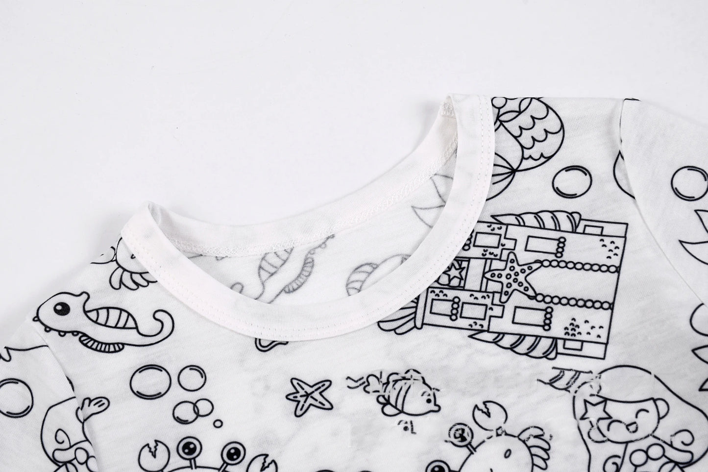 DIY Sketch Colorful Pajama Set For Kid Summer Freehand Graffiti Handicraft Homewear Baby Boy Girl Short Sleeved Shorts Sleepwear
