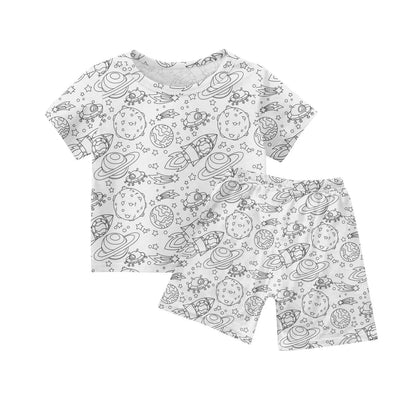 Children's Pajama Party DIY Graffiti Simple Drawing Home Clothes Colorable Two Piece Pajama Set Kids DIY Coloring Clothing