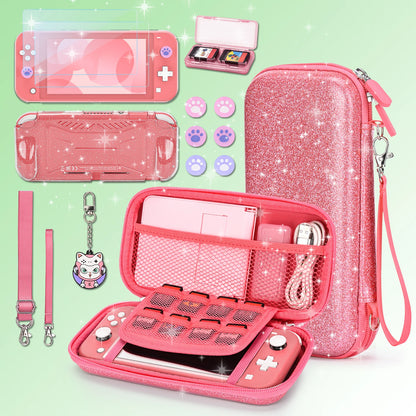 NS Switch Lite Travel Case 14 in 1 Portable Storage Bag with Protective Switch Console Game Accessories
