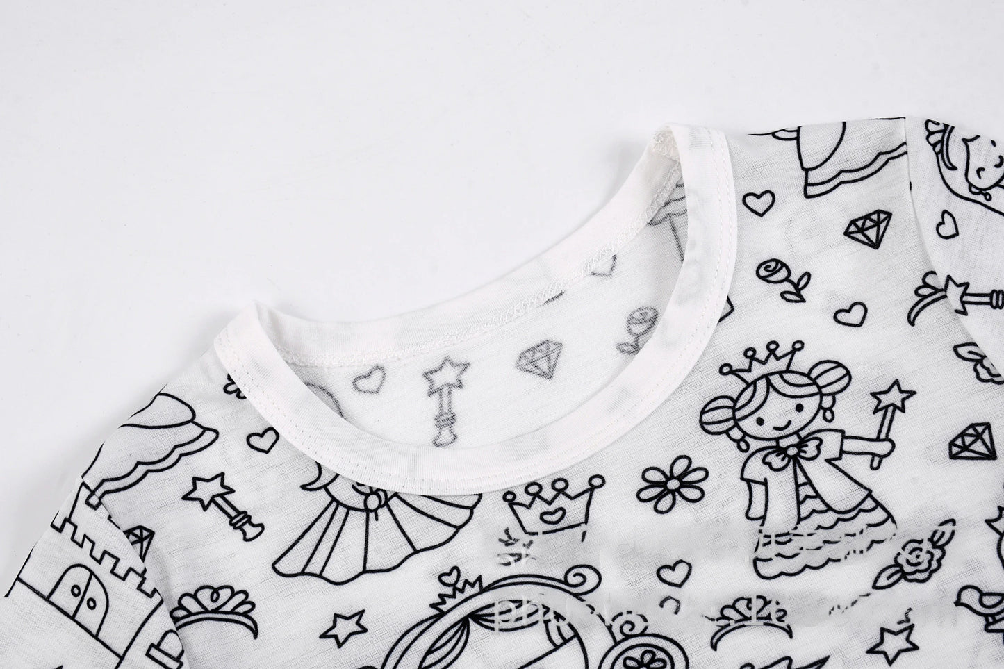 DIY Sketch Colorful Pajama Set For Kid Summer Freehand Graffiti Handicraft Homewear Baby Boy Girl Short Sleeved Shorts Sleepwear