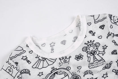 DIY Sketch Colorful Pajama Set For Kid Summer Freehand Graffiti Handicraft Homewear Baby Boy Girl Short Sleeved Shorts Sleepwear
