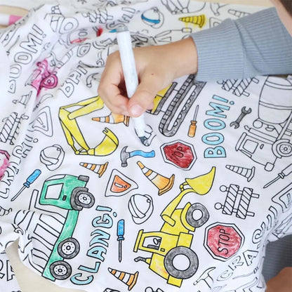 Children's Pajama Party DIY Graffiti Simple Drawing Home Clothes Colorable Two Piece Pajama Set Kids DIY Coloring Clothing