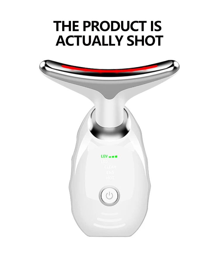 LED Photo Therapy Neck Massager EMS Hot Facial Skin Tightening Beauty Instrument Micro Current  Rejuvenation Instrument