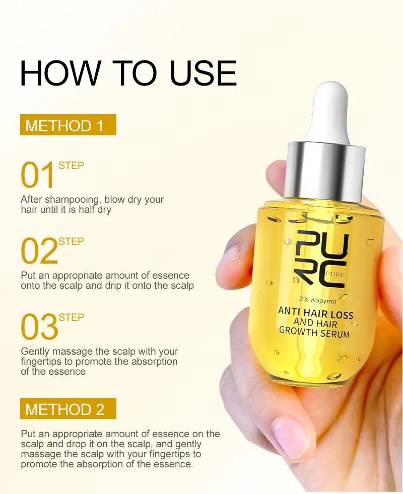 PURC Hair Growth Serum for Men Women Ginger Hair Regrowth Thicken Thinning Hair Loss Treatment Hair Care