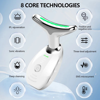 LED Photo Therapy Neck Massager EMS Hot Facial Skin Tightening Beauty Instrument Micro Current  Rejuvenation Instrument