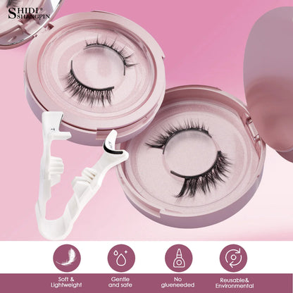2Pairs 3D Magnetic False Eyelashes Natural Soft Magnet Eye Makeup Tool With Applicater Mirror Glue Free Easy To Wear