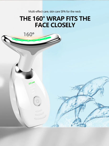 LED Photo Therapy Neck Massager EMS Hot Facial Skin Tightening Beauty Instrument Micro Current  Rejuvenation Instrument