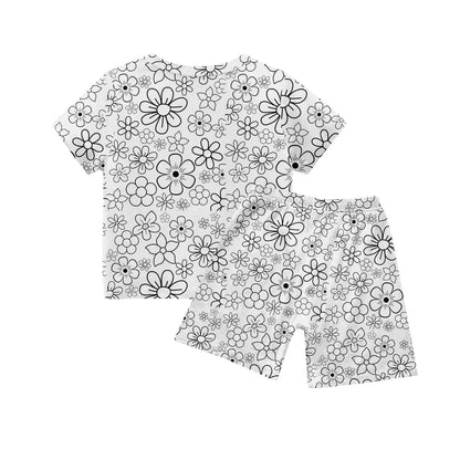 Children's Pajama Party DIY Graffiti Simple Drawing Home Clothes Colorable Two Piece Pajama Set Kids DIY Coloring Clothing
