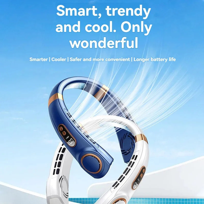 2024 New Outdoor Portable Neck Fan USB Handheld Silent Multi-function Bladeless Mini Electric Hanging Neck Fan