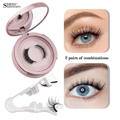 2Pairs 3D Magnetic False Eyelashes Natural Soft Magnet Eye Makeup Tool With Applicater Mirror Glue Free Easy To Wear
