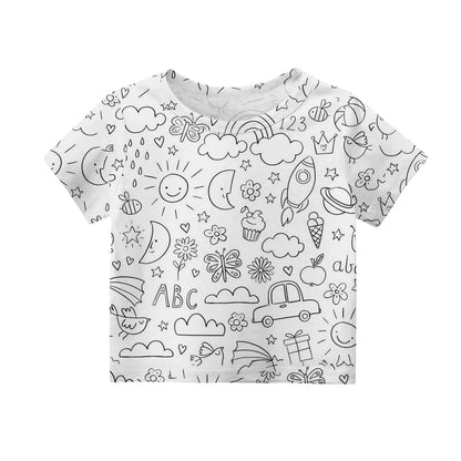 Children's Pajama Party DIY Graffiti Simple Drawing Home Clothes Colorable Two Piece Pajama Set Kids DIY Coloring Clothing
