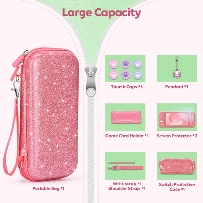 NS Switch Lite Travel Case 14 in 1 Portable Storage Bag with Protective Switch Console Game Accessories