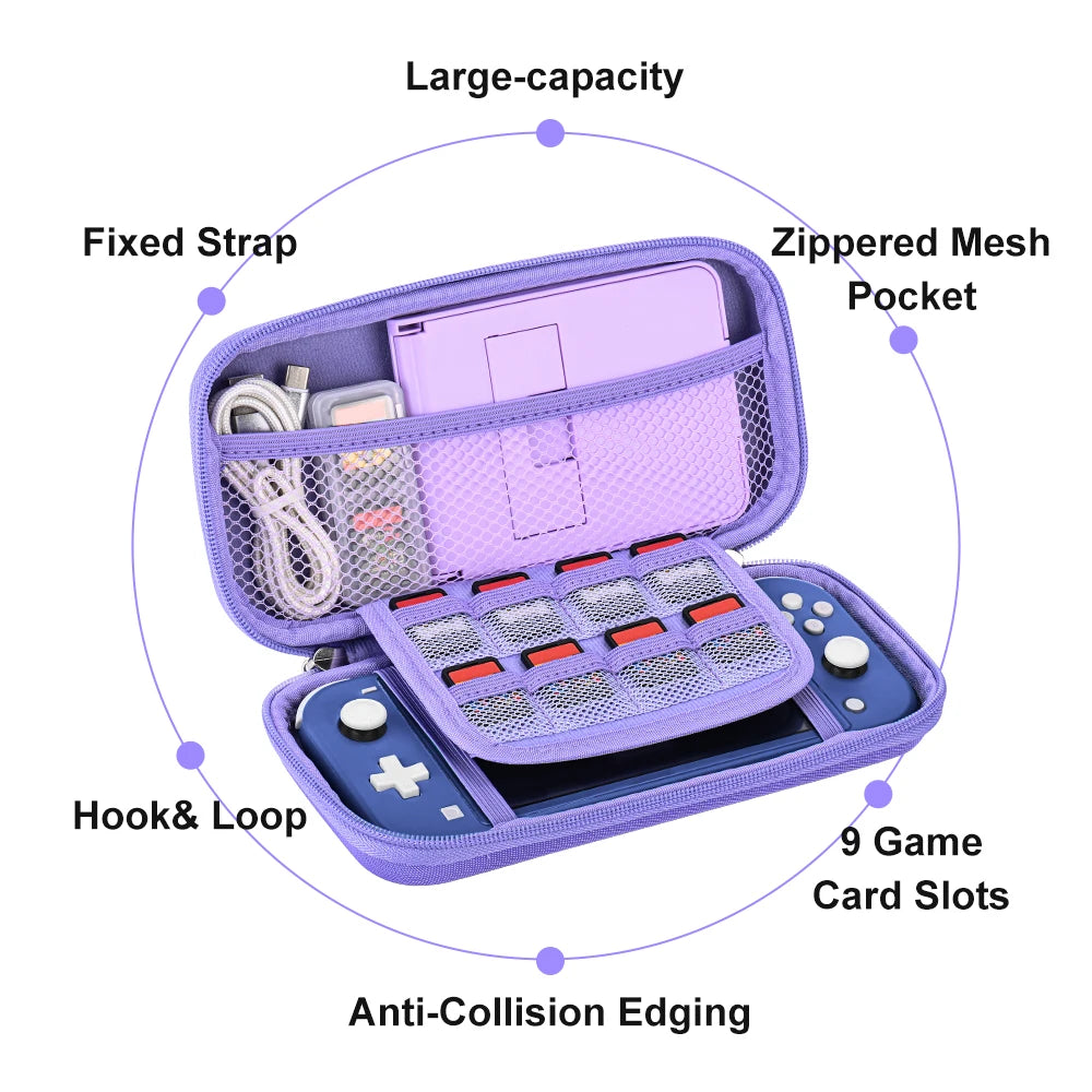 Switch Carrying Case for NS Switch Lite Portable Travel Game Storage Case with Embroidery Stickers DIY Unique Game Bag