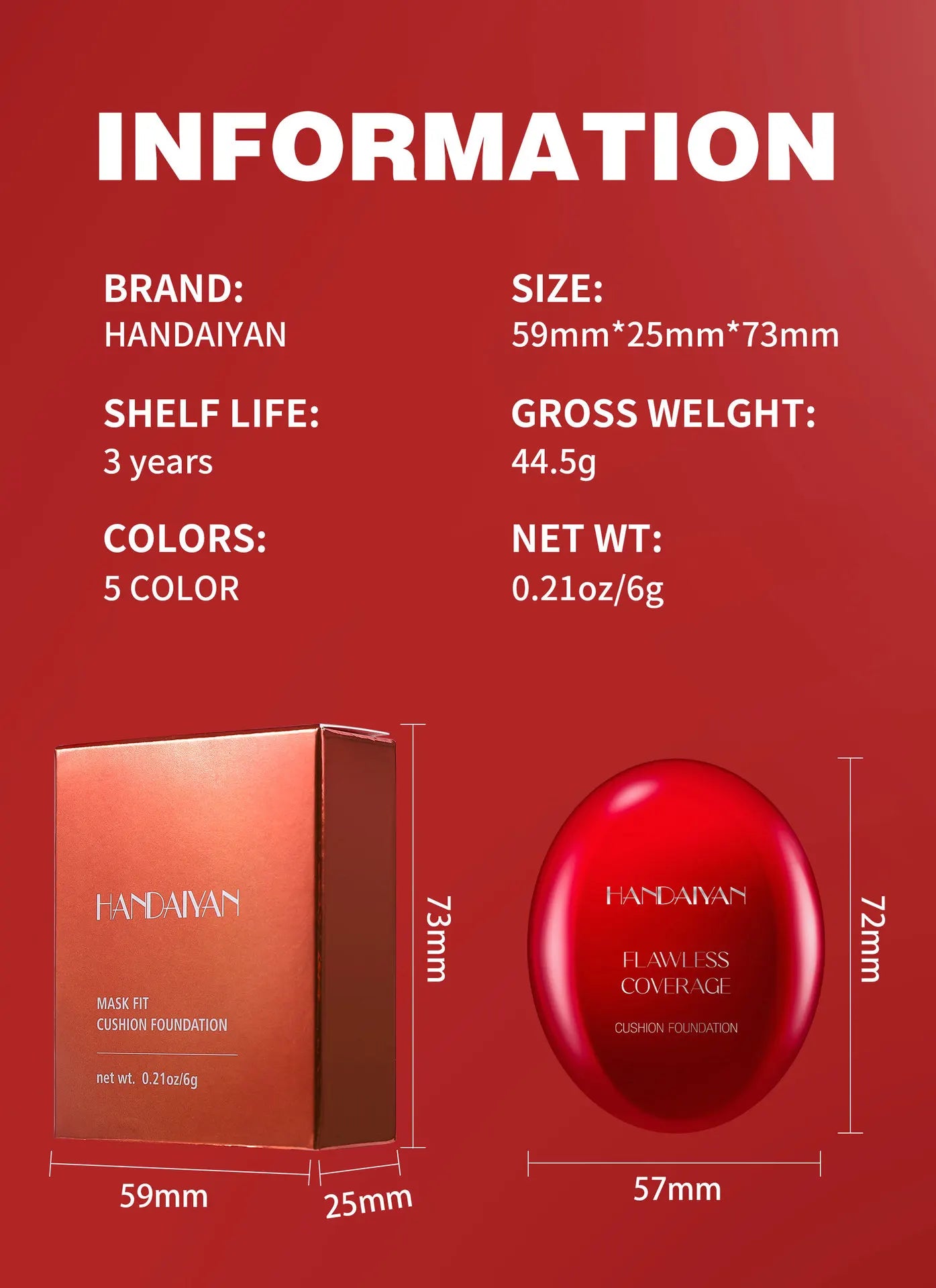 Korean Air Cushion Foundation - Light Natural Moisturizing Concealer Whitening Oil-Control Women's Long-lasting Makeup Base