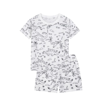 DIY Sketch Colorful Pajama Set For Kid Summer Freehand Graffiti Handicraft Homewear Baby Boy Girl Short Sleeved Shorts Sleepwear