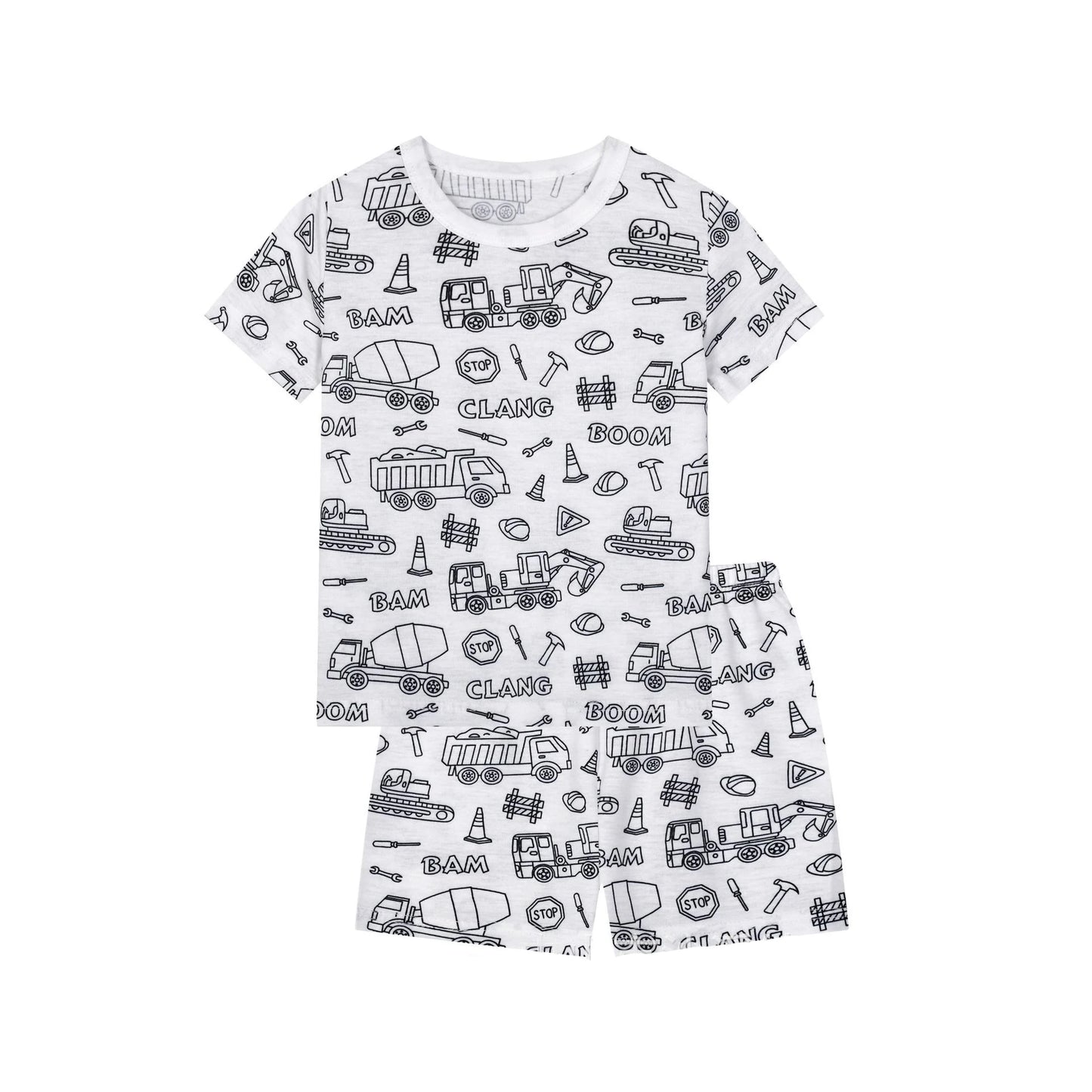 DIY Sketch Colorful Pajama Set For Kid Summer Freehand Graffiti Handicraft Homewear Baby Boy Girl Short Sleeved Shorts Sleepwear