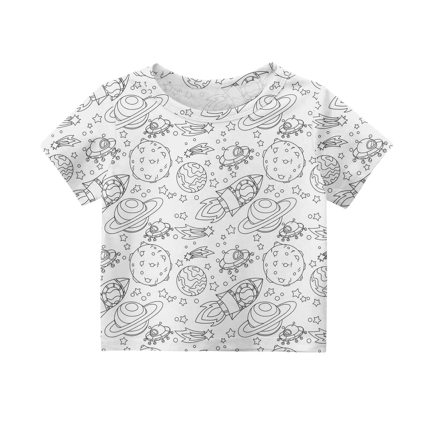 Children's Pajama Party DIY Graffiti Simple Drawing Home Clothes Colorable Two Piece Pajama Set Kids DIY Coloring Clothing