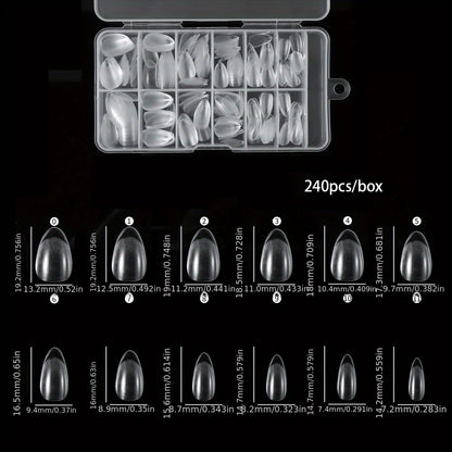240pcs XXS Short Matte Clear Soft Gel Nail Tips - Easy-to-Apply False Nails for Quick Nail Extensions - Ideal Manicure Tool for DIY Nail Art Enthusiasts