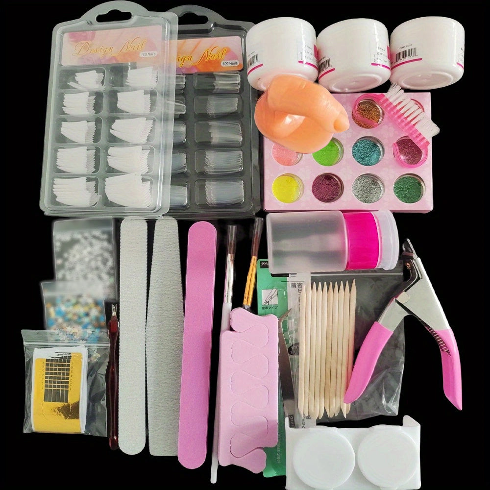 23 In 1 Acrylic Nail Kit For Beginners 12 Color Glitter Acrylic Powder White Clear Pinkish Acrylic Powder Nails Extension Nails Kit Acrylic Set Manicure Tools Acrylic Supplies For Women